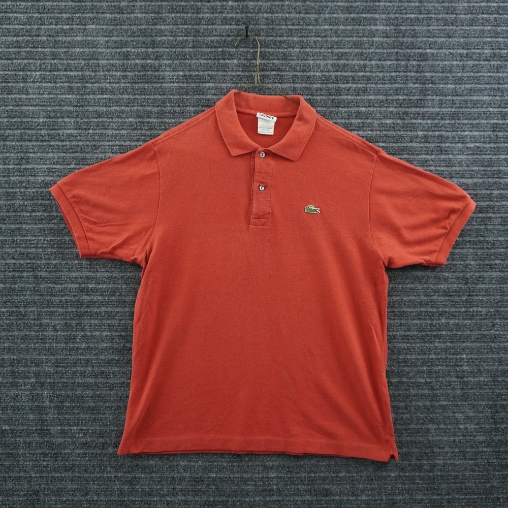 Lacoste Polo Shirt Mens 5 Orange Short Sleeve Pique Cotton Logo
